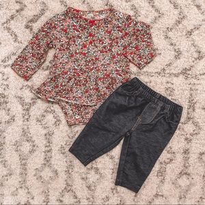 NWOT CARTERS JEGGING & PEPLUM SET 3 MTH
